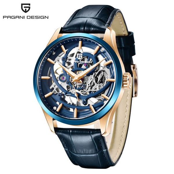 

wristwatches pagani design pd-1663 men watch luxury automatic mechanical leather strap waterproof cutout, Slivery;brown