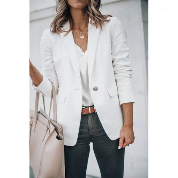 

women's suits & blazers suit coat women fashion autumn and winter solid color office worker long sleeves full sleeve button 2021 y8, White;black
