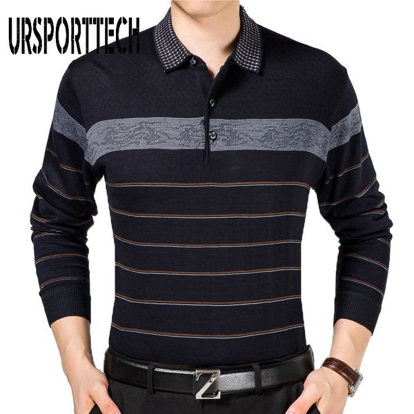 

new casual long sleeve business shirt men striped fashion brand polo shirt designer men social, White;black