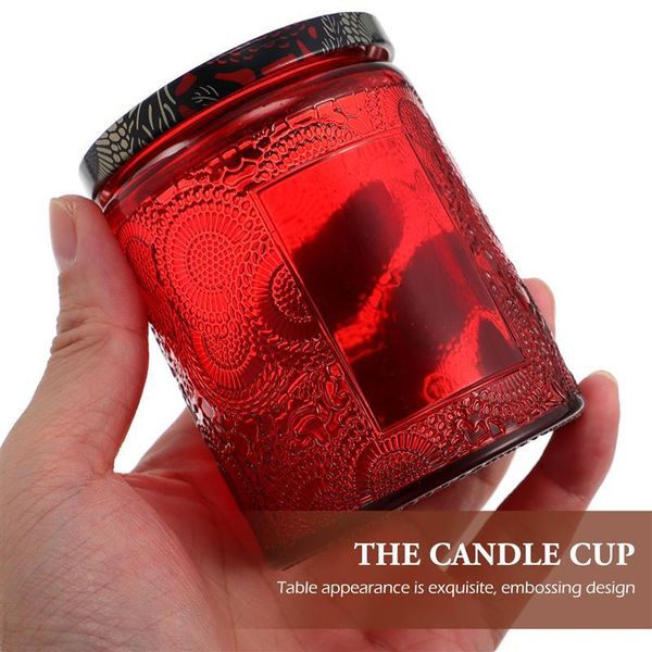 

6pcs embossed glass candle container kits empty round making mason jars storage bottles &