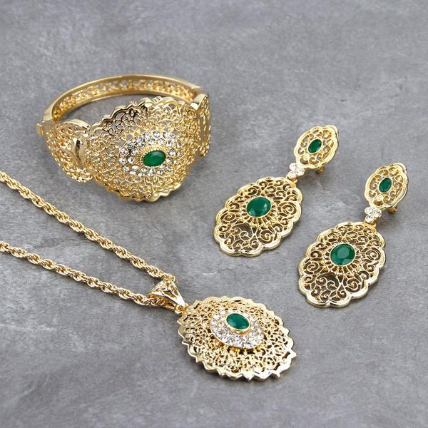 

earrings & necklace sunspicems chic morocco wedding jewelry set gold color drop earring bangle pendant arab hollow metal gift, Silver
