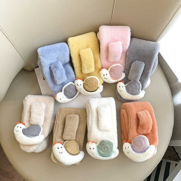 

scarves warm children's plush scarf cartoon snail boy girl's neck cover winter korean cute baby cross bib, Blue;gray