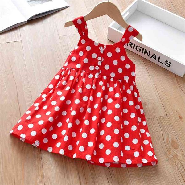 Ragazze Sleelveless Dress Summe Cute Polka Dot Stampato Principessa Toddler Kid Abbigliamento per 2-6Y 210611
