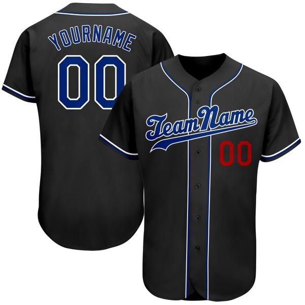 

custom black royal-red authentic baseball jersey, Blue;black