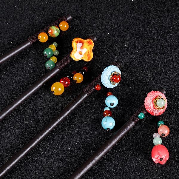 

hair clips & barrettes vintage flower wooden sticks handmade chinese style chopsticks women hairpins ethnic headpiece jewelry accessories, Golden;silver