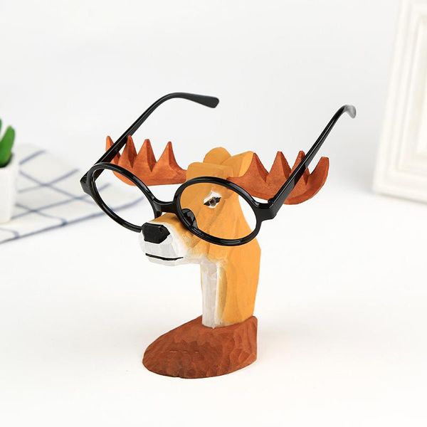 

fashion sunglasses frames creative wood hand carved eyeglass holder spectacle stand animal figurine for office desk home decor, Black