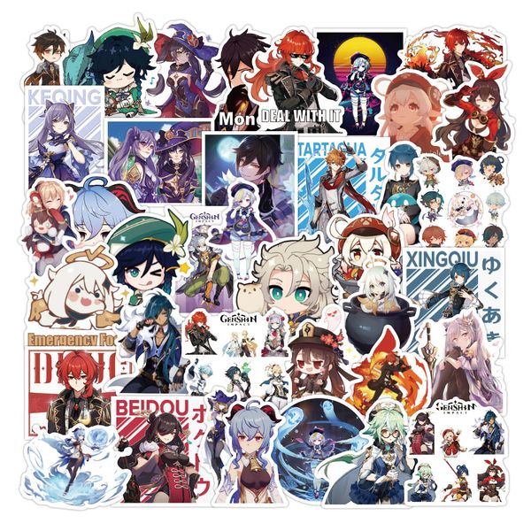 

100pcs/set genshin impact game stickers for lapskateboard pc case phone
