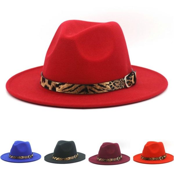 

wide brim hats fedora jazz hat men women leopard felt fedoras cap panama caps formal ladies trilby chapeau fashion accessories, Blue;gray