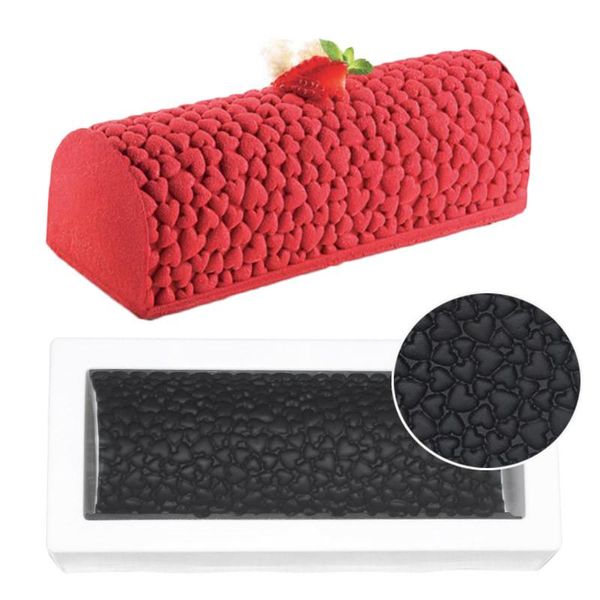 

cake tools 2pcs silicone heart shape texture mat molds baking sheet twinkie mousse buche log kit dessert bakeware cakes pan mold