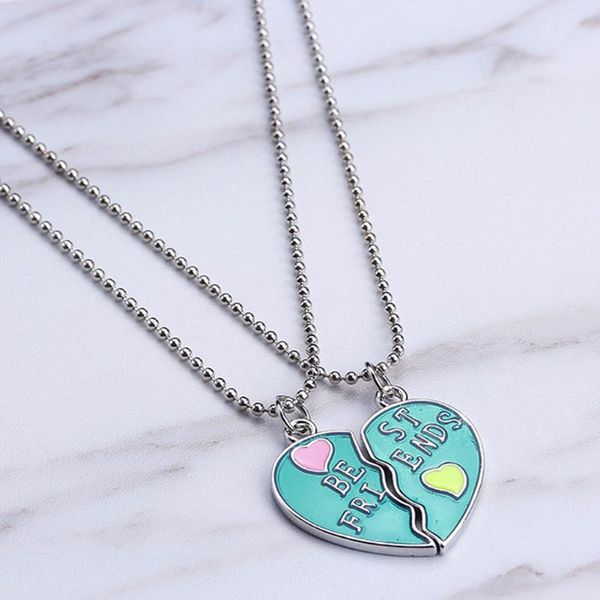 

pendant necklaces 2 pcs friends bff for heart candy color friend necklace cute friendship keepsake jewelry gift girls, Silver