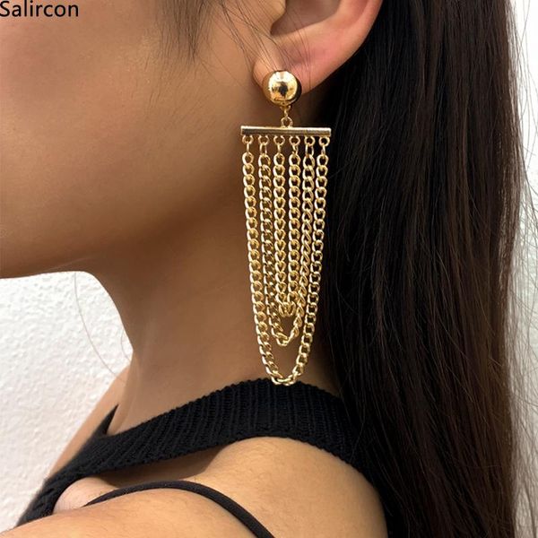 

dangle & chandelier retro fashion gold color long tassel drop earrings 2021 trend korean temperament wedding jewelry accessories women, Silver