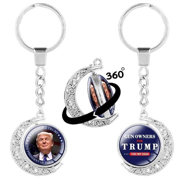 

trump 2024 keychains donald trump keep america great printed key ring double-sided rotating half moon key chain pendants gifts g9480jq, Red;brown