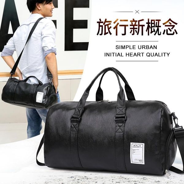 

duffel bags travel bag women black pu leather gym hand luggage for men duffle