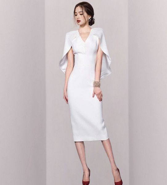

summer runway fashion party dress women solid color white shawl sheath office temperament dresses vestidos 210514, Black;gray