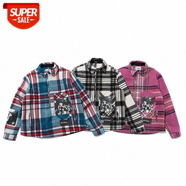 

we11done black and white check retro long-sleeved plaid lapel shirt jacket #kj1j, White;black