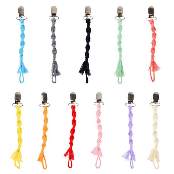 

hand knitting baby chain clip pacifier holders weaning teething newborn teeth practice toys infant feeding kids accessories b7043