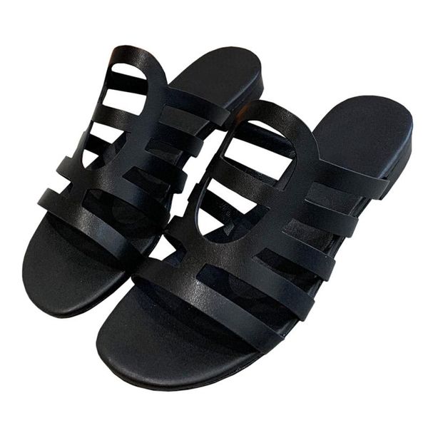 

summer women casual beach low heel open toe sandals woman simple style comfortable leisure slippers brand fashion slides, Black