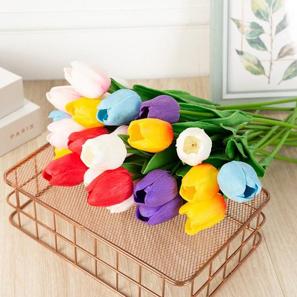 

decorative flowers & wreaths 2pcs tulip artificial flower real touch bouquet for home garen decor wedding decoration fake