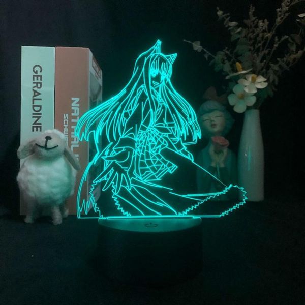 

night lights multifunctional running lamp 3d led anime desk spice and wolf holo acrylic nightlight app control fans gift