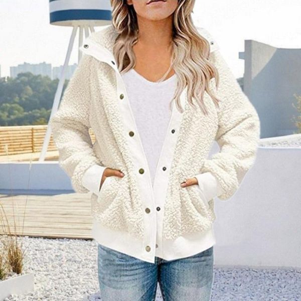 

women's jackets 2021 casual fashion polar fleece jacket long sleeve cardigan fall/winter loose coat, Black;brown