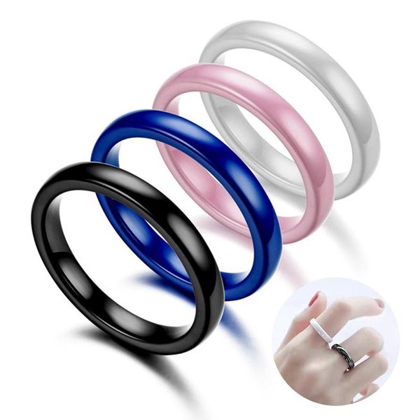 Anelli a grappolo YWSHK 3mm Blu Rosa Nero Bianco Ceramica sottile per gioielli da donna Minimalista Semplice Liscio lucido Taglie da 4 a 11 Non tramonterà mai