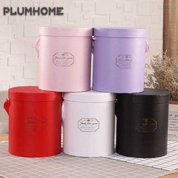 

1pcs hug bucket round flower box flesh gift packing dried storage wedding candy wrap