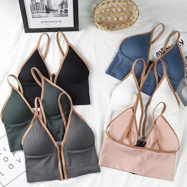 

camisoles & tanks women bra cotton zipper lingerie crop bralette undefined bh comfort tube one-piece female underwear 3pcs/lot, Black;white