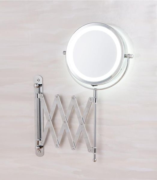 

mirrors bath mirror led cosmetic 1x/3x magnification wall mounted adjustable makeup dual arm extend 2-face bathroom