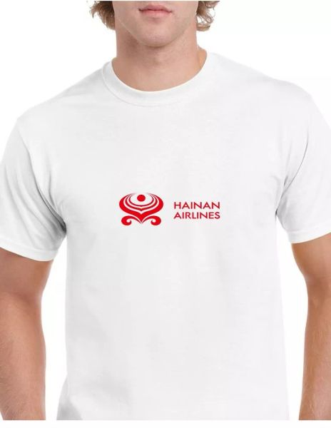 

hainan airlines red logo chinese airline aviation white cotton t-shirt, White;black