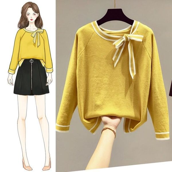 

women's sweaters 2021 autumn women sweater knitted long sleeve o-neck pullovers lady slim vintage loose office, White;black