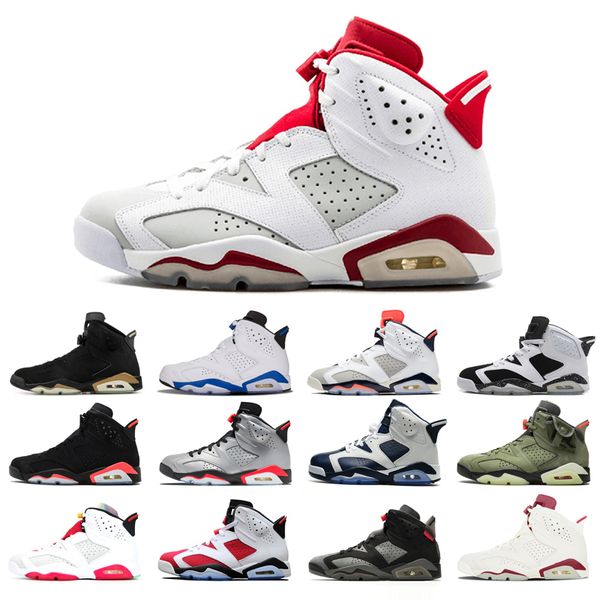 

man's basketball shoes 6s high cut alternate angry bull black cat infrared carmine dmp hare olympic sport blue unc white infared tinker
