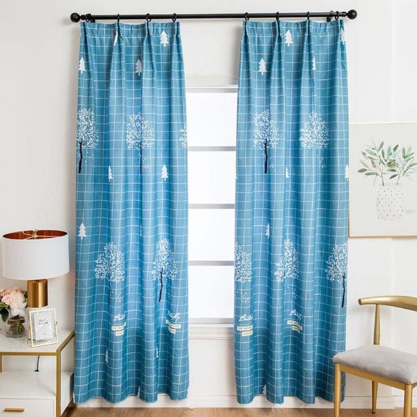 

curtain & drapes 1pc grid tree print window half shading drape living room bedroom decor