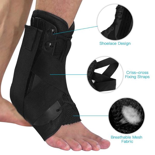 

ankle support stabilizer brace sports safety stirrup compression strap aupport guard for sprains injuries strains, Blue;black