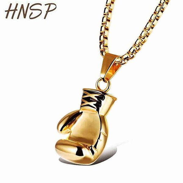 Collana con ciondolo guantone da boxe HNSP Hip Hop per uomo Street Rock Style G1206