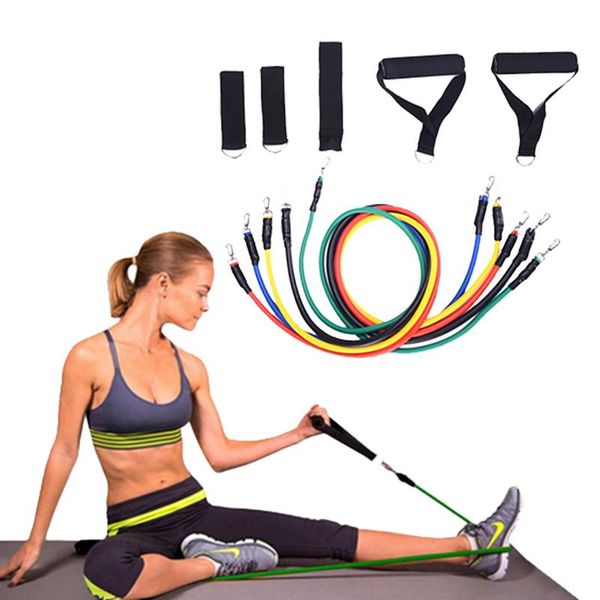 

11pcs/set latex tubing expanders exercise tubes fitness exercises resistance bands cross fit muscle training yoga rope