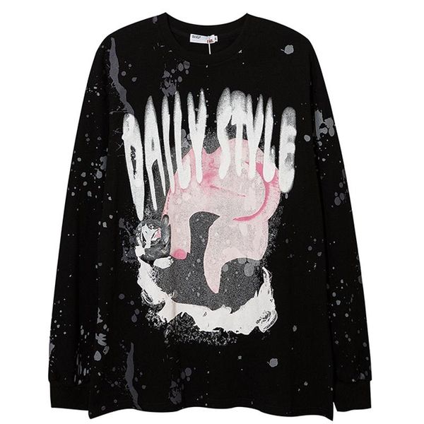

men's hoodies & sweatshirts male 100%cotton hoodie mens dark style sweatshirt o-neck long sleeve couple pullover oversized, Black