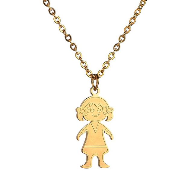 

pendant necklaces fairladyhood cute girl family love pendants gold color stainless steel necklace kids jewelry for woman gifts, Silver