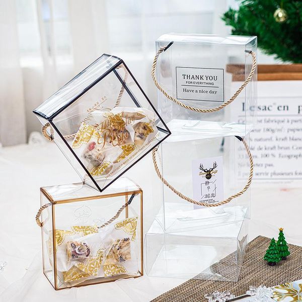 

100pcs/lot year decor nougat gift box portable packaging transparent snowflake crisp candy christmas decoration wrap