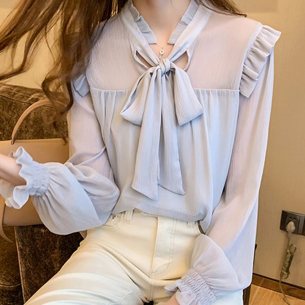

women's blouses & shirts spring womens retro bow neck long sleeved fairy chiffon avvc, White