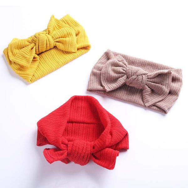 

hair accessories wholesale 12pcs crochet knit baby girl headband 3m-5t ribbed woolen yarn bowknot bands autumn winter headwrap, Slivery;white