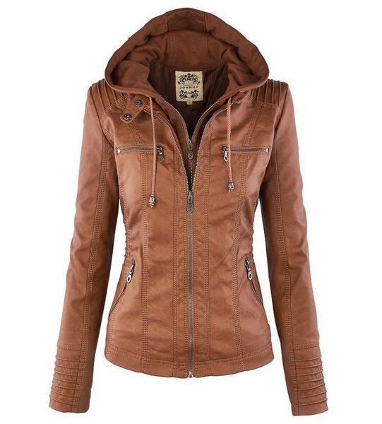 

women's leather & faux 2021 women autumn winter soft jackets coats lady black pu zipper epaule motorcycle streetwear