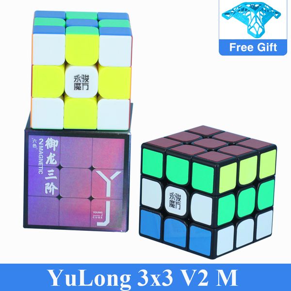 

original yongjun yj yulong v2 m 3x3x3 magnetic magic cube professional yulong 2m 3x3 speed cube twist educational kid toy