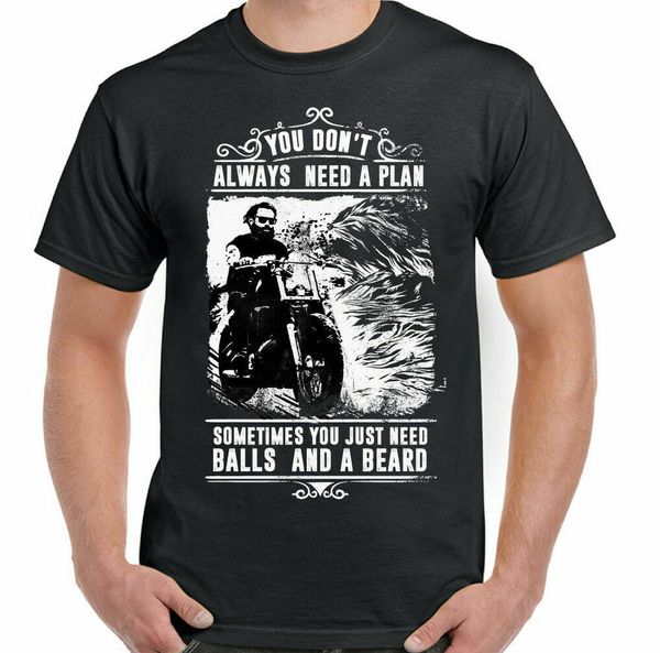 

Balls & A Beard Mens Funny Biker T-Shirt Motorcycle Indian Cafe Racer, White;black