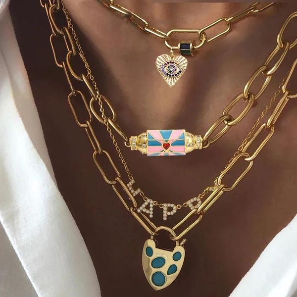 

chokers stainless steel gold-color snake chain colorful prayer box pendant necklace handmade friend gift jewelry, Golden;silver