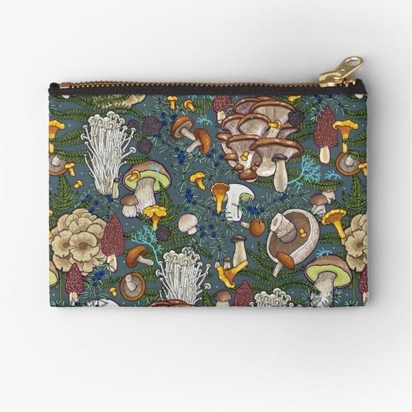 

cosmetic bags & cases women mushroom forest printed fashion cosmetics organizer bag for travel colorful storage lady small gift