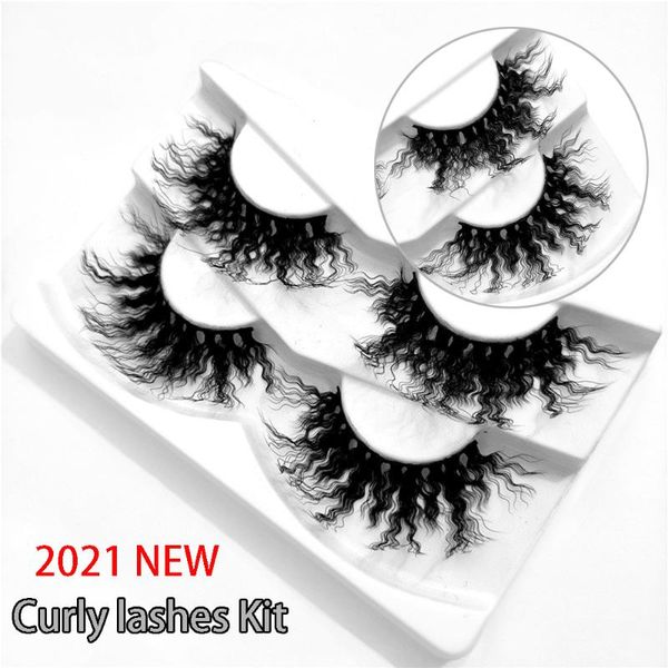 

false eyelashes 2 pairs 3d nature curly long wispy fluffy charming styles eye lashs extension handmade makeup tools