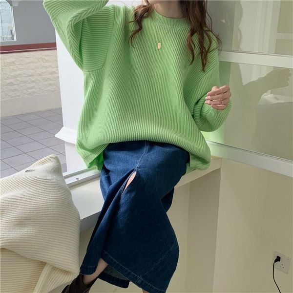 

women's sweaters autumn winter solid knitted sweater women warm oversized pullovers vintage soft casual knitwear female jumpers, White;black