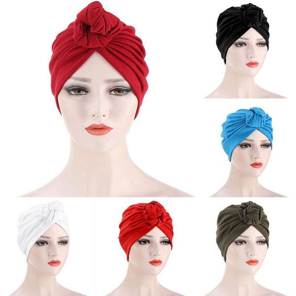 

beanie/skull caps european and american fashion street baotou hat solid color stylish muslim headdress for women double-layer turban, Blue;gray