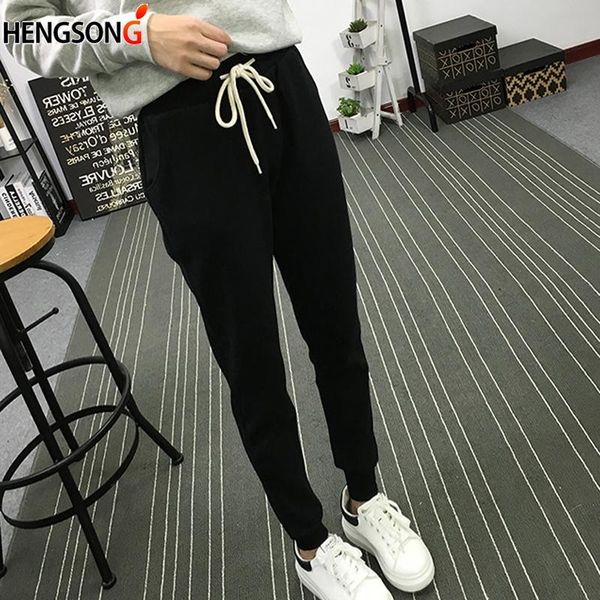 

women's pants & capris autumn casual fitness long female leisure soft trousers for women drawstring harem, Black;white