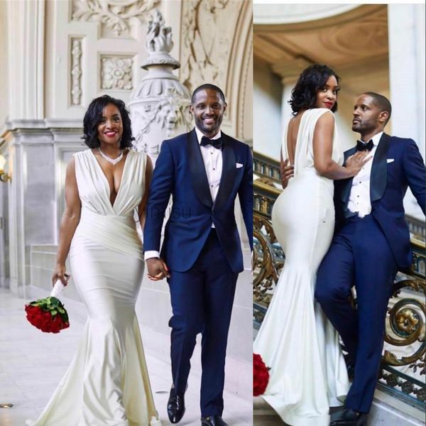 

2021 african bridesmaid dresses wedding guest wear deep v neck long open back country party plus size maid of honor gowns, White;pink